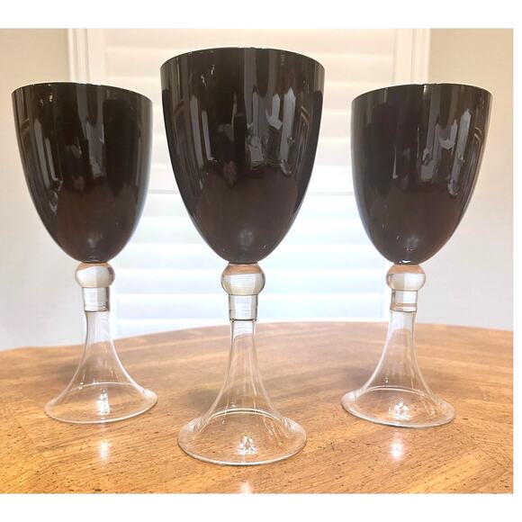 Pier 1 Imports Dante Black Amethyst Water Wine Goblets 9"-Set of 3 - Picture 4 of 4
